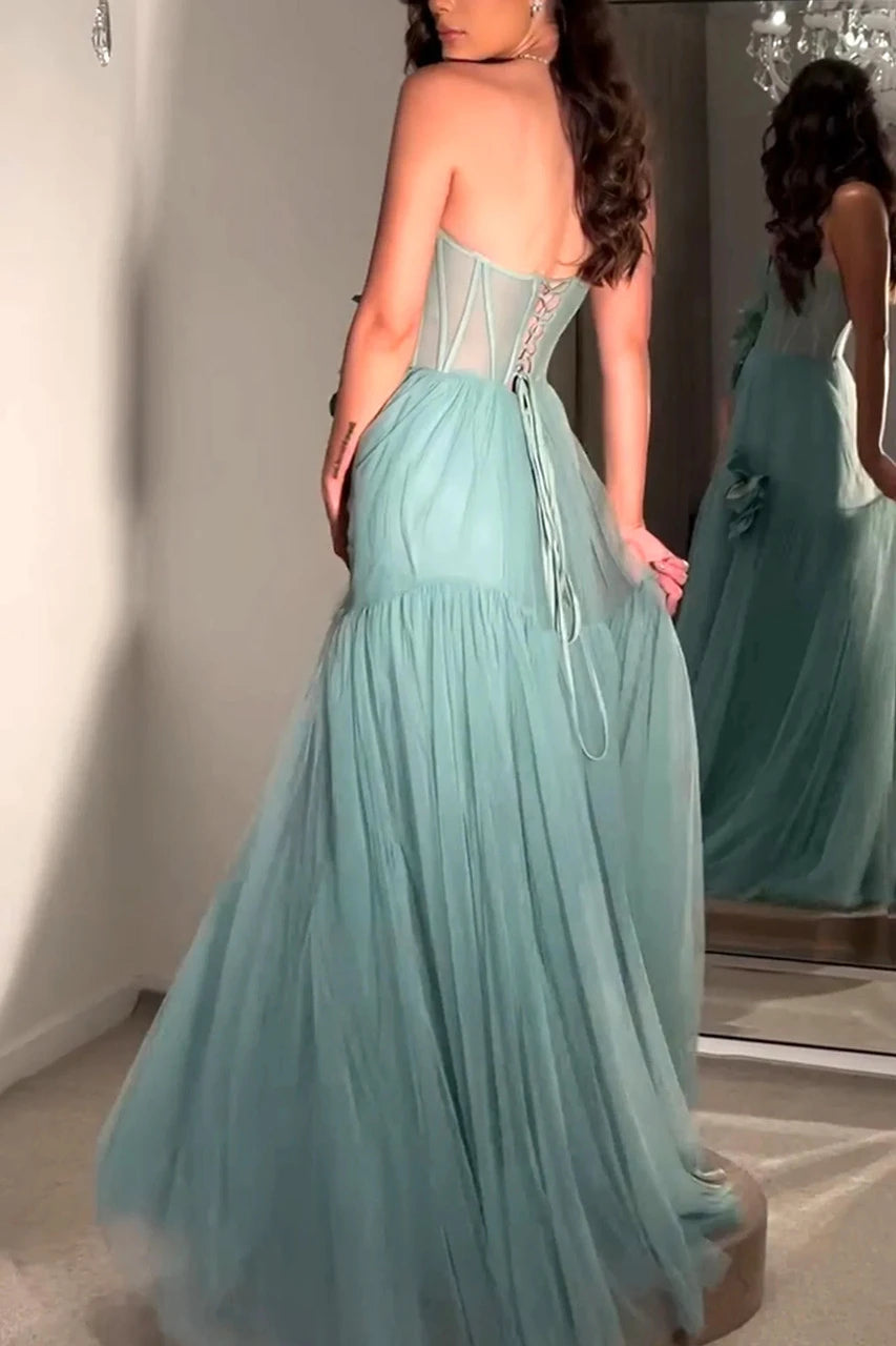 Robe Weitese élégante bustier à fleurs, style sirène, robe longue trapèze sans manches, robe de bal